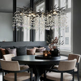 kvtinmty Modern Black Crystal Tree Branch Chandelier,14-Light 40" Black K9 Crystal Chandeliers for Living Room, Round Chandelier for Dining Room,High Ceiling,Kitchen Island,Foyer,Staircase