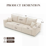 115" Modular Sectional Sofa, 3-Seater Boneless Cloud Couch, Beige