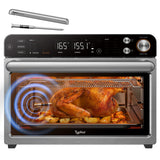 Typhur Sync Oven with Smart AI Wireless Meat Thermometer Probe, 12‑in‑1 Countertop Air Fryer Toaster Oven Combo, 360° Turbo Convection, Dehydrator, Recipe & 5 Accessories, Large 27QT, Stainless Steel