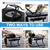Shappy Foldable Fishing Bucket - 4 Gallon Lid Container Set with Air Pump, Multifunctional Live Bait Bucket with Aeration Hole for Outdoor Fishing & Moving, Battery Not Included