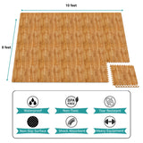 Sorbus 80 Sq. Ft. Wood Grain Floor Tiles Foam Mat EVA Interlocking Mats Tile 3/8-Inch Thick Flooring Wood Puzzle Exercise Mats w/Borders - Home Playroom Basement, Apartment, Trade Show, Baby, Dance