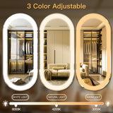 FENNIO 70" x 32" Large Wall Mounted Mirror with LED Lights, Oval Full Length LED Lighted Full Body Dressing Mirror,Salon Mirrors for wall,Brushed Aluminum Frame, Tempered Glass(Black