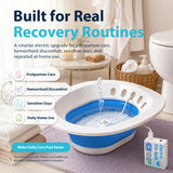 Pochik Electric Sitz Bath for Toilet Seat, Collapsible Portable Soaking Tub for Hemorrhoids and Postpartum Care, Automatic Flushing Sitz Bath Basin with Adjustable Flow - Aqua