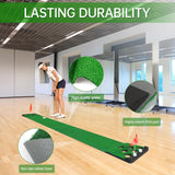 Golf Putting Game Set with Front Border for Indoor & Outdoor,Golf Putting Green Mat Include 4 Balls,1 Portable Bag,2 Flags&Cups,Practice Training Aid for Backyard,Party,Office