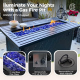 MIXPATIO 4-Piece Metal Patio Conversation Set, Fire Pit Table, 50,000 BTU