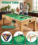 7FT 4-in-1 Multi Game Table with Pool Table Air Hockey Ping Pong, Convertible Pool Dining Table & Desktop with Locked Wheels, Complete Accessories Table Combo for Home, Game Room and Family Daily Use