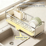 STCERY Modern Dish Drying Rack with Drainboard, Countertop Dish Rack, Kitchen Organization, Intelligent Drainage Structure, Used for Drying Bowls, Plates and Cups(White)