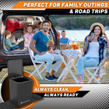 HAUSSIMPLE Car Trash Can with Stability Wings – Leakproof Portable Garbage Bin for Fabric & Rubber Mats – Compact Durable Plastic Auto Organizer for Cars, SUVs, Trucks (Gray with Lid, Medium)