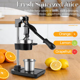 CVGVJY Cast Iron Manual Juicer Hand Press, Lemon Squeezer, Commercial-Grade Citrus Press Suitable for Oranges, Lemons, Limes, and Pomegranates Easy to Clean Includes Stainless Steel Cup, Black