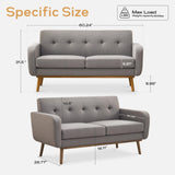 HUIMO 3 Piece Living Room Set, Sofa Set with Solid Wood Frame(Dark Grey)