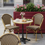 PURPLE LEAF French Bistro Armless Chairs Set of 2, Bamboo Finish, Brown