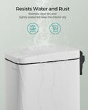 SONGMICS Bathroom Trash Can, 1.3 GBathroom Trash Can, 1.3 Gallon (5 L) Small Trash Bin with Lid, Slim for Small Spacesallon (5 L) Small Trash Bin with Lid, Slim for Small Spaces, Stainless Steel Garbage Can, Soft Close, White ULTB560W05