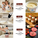 Cordless Immersion Blender Hand Blenders Set,Variable Speed 4 in 1 Stick Emulsifier with Chopper and Whisk for Soup, Baby Food and Smoothies (Black)