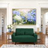 Jarenie 48" Small Loveseat Sofa, Mid Century Modern Love Seat Couch with Back Cushions and Plastic Legs, 2 Seater Couches for Living Room, Bedroom, Small Spaces, Green