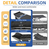 HABUTWAY Camping Cot with Mattress, 32" Extra Wide Camping Cots for Adults, Sleeping Cot for Adults Holds Up to 600LBS, Cots for Sleeping, Camp, Rv, Beach, Patio, Office Naps(Black)