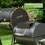 Captiva Designs Heavy Duty Outdoor Smoker,Extra Large Cooking Area(941 sq.in. in Total) Offset Smoker, Best Charcoal Smoker