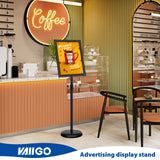 VAIIGO 6Packs 11x17 Inch Adjustable Pedestal Poster Sign Stand, Heavy Duty Floor Standing Sign Holder Stand Aluminum Snap Open Frame for Vertical and Horizontal View Sign Displayed(Black)