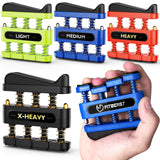 FitBeast Finger Strengthener, Finger Exerciser 4-Pack, Hand Exerciser for Improve Dexterity and Strength in Fingers, Hands, Forearms–Grip Strength Trainer for Musicians, Climbers (4 Piece Set) FitBeast