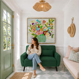Jarenie 48" Small Loveseat Sofa, Mid Century Modern Love Seat Couch with Back Cushions and Plastic Legs, 2 Seater Couches for Living Room, Bedroom, Small Spaces, Green