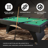 Billiards Table，7 FT Pool Table with Premium Accessories, Durable Matte-Black Finish, and Heavy Duty Legs for Modern Adult Rrec Room Family Game Room (Black+Green)