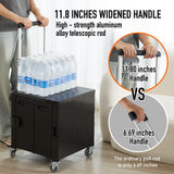 Folding Utility Cart Portable Rolling Crate Handcart Shopping Trolley Collapsible Tool Box, with Lid, on Rotate Wheels (Black)