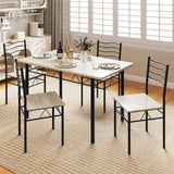 Casart 5 PCS Dining Table Set Counter Height Table and Chairs Set W/Steel Structure Dining Desk, 4 High Backrest Chairs & Anti-Slip Pads Dining Furniture Set for Kitchen and Restaurant(Beech Wood) Casart