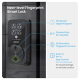 Lockly Secure Pro Smart Door Lock,Fingerprint Keyless Entry Door Lock,Apple Home Key Compatible,Auto Lock, App Remote Control,IP65 Waterproof,Easy Installation