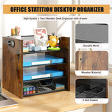 Boershun Desk Organizer - 4 Tier Desktop File Organizer with Drawer, Wooden Paper Tray Organizer, Office Desk Accessories Organizer for Papers, Mail, Notebooks, Stationery