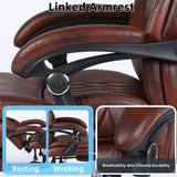 Big and Tall Office Chair with Footrest, Ergonomic Executive Desk Chair, High Back PU Leather Reclining Computer Chair for Home Office