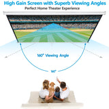 Projector Screen Pull Down 80 Inch 16:9 HD Projection Screen Folding Home Theater Portable Indoor Outdoor Movie Screen ZENY