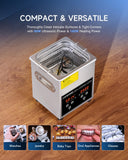 CREWORKS Professional Jewelry Cleaning Machine, 2L Jewelry Cleaning Ultrasonic Machine with Heater & Timer, Digital Sonic Cleaning Machine for Cleaning Denture Dental Irrigator Parts Retainer Glasses