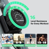 BARWING Stationary Exercise Bike for Home Workout, 5 IN 1 Foldable Indoor Cycling Bike for Seniors, 350LB Capacity, 16-Level Magnetic Resistance, Seat Backrest Adjustments Grey