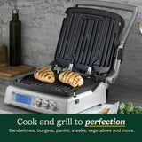 Cuisinart 6-in-1 Elite Griddler, Electric Grill, Griddle & Top Melt, 500°F Temperature Sear Function, LCD Screen, Dishwasher-Safe Cooking Plates, GR-300NAS, Stainless Steel