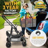 Folding Shopping Cart with Wheels, 80lbs Multi Use Grocery Carts with 360° Wheels & Removable Tote Bag, Black