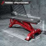 Major Fitness Weight Bench - 1300LBS Weight Capacity and 36 Adjustable Positions Strength Training Bench for Garage and Home Gym Workouts (Red) MAJOR LUTIE