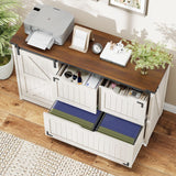 Farmhouse Lateral File Cabinet with Sliding Barn Door, 3 Drawers Filing Storage Cabinets with Adjustable Shelf