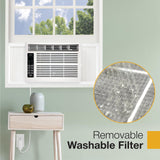 Whirlpool 6,000 BTU Window Air Conditioner with Dehumidifier, 115V, Window AC for Rooms up to 250 Sq. Ft., Living Room, Bedroom, or Kitchen, with Remote Control, Digital Display, and 24H-Timer, White