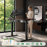 FEZIBO Electric Standing Desk with L-Shaped Crossbar & Cable Management System, 48 x 24 Inches Sit Stand up Desk, Adjustable Height Standing Desk for Home Office, Black Walnut