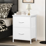 LOFTEY White Nightstand, Bedside Table with 2 Fabric Drawers, Small Kids Night Stand for Bedroom, Bed Side Table with Storage, 15.7" L x 11.8" W x 21" H