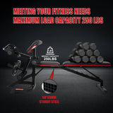 Fitvids Adjustable Weight Bench for Home Gym, 6-Position Utility Workout Bench with Leg Extension and Curl Machine, Preacher Pad, V-Handle, Weight Plate Holder, Heavy Duty Frame for Full Body Exercise