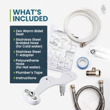 Zen Bidet Warm Hot and Cold Bidet Attachment- Dual Nozzle Warm Water Bidet Attachment for Toilet with Self-Cleaning Nozzles and Ceramic Valves - Easy to Install Bidet with Picture Instructions