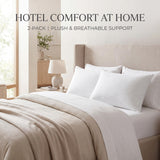 Better Bedding Company Bed Pillows for Sleeping - Standard/Queen Pillows Set of 2 - Cooling Down Alternative Hotel Quality Pillow for Side, Back & Stomach Sleepers - 100% Cotton Cover Bedding