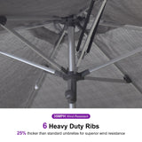 PURPLE LEAF Patio Market Umbrella 6' x 10' with Base Semi Auto Lift, Gray