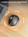 Ergonomic Wireless Trackball Mouse, Rechargeable Adjustable 0°/18° Angle
