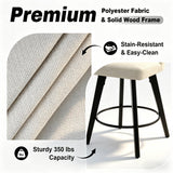 BONBEUR Swivel Counter Height Bar Stools Set of 4, 26 Inch Upholstered Counter Stools with Backs & Solid Rubberwood Legs, Modern Bar Stools for Kitchen Island, Home Pub, Cream White