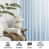 Macochico 150”Wx96”L Pinch Pleated Sliding Door Curtains with Hooks and Tieback, Natural Linen Drapes for Patio Doors Living Room Bedroom Home Office Divider with Tieback, Light Blue, 1 Panel