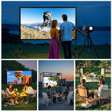 Projector Screen with Stand,DUYIKJ 120 inch Portable Outdoor Indoor Projector Screen Rear Front Projection Screen Lightweight Movie Screen16:9 4K HD with Four-Legged Frame Carry Bag for Home Theater