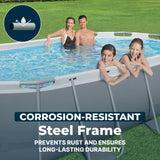 Bestway Steel Pro MAX 14' x 8'2" x 39.5" Oval Above Ground Swimming Pool Set, 530 GPH Filter Pump, Ladder, Tritech Puncture Resistant Liner, ClickConnect Steel Frame, Gray