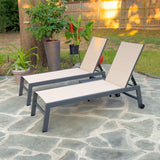 PURPLE LEAF Pool Lounge Chairs Set of 4 with Sponge, Easy Move, Beige