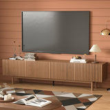 86.61" Mid-Century Modern TV Stand for 85" TVs, Walnut